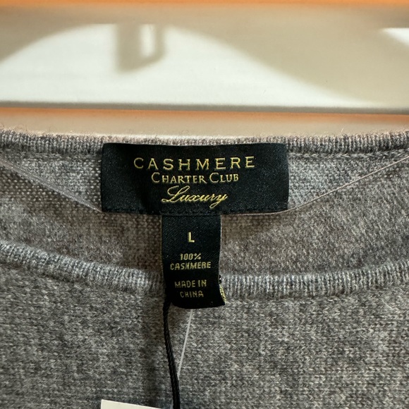 NWT Charter Club Luxury Cashmere Sweater; Size Large; Gray - Picture 4 of 4